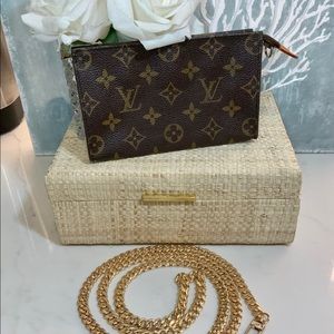 Louis Vuitton Brown Monogram Crossbody Pouch with Gold Chain